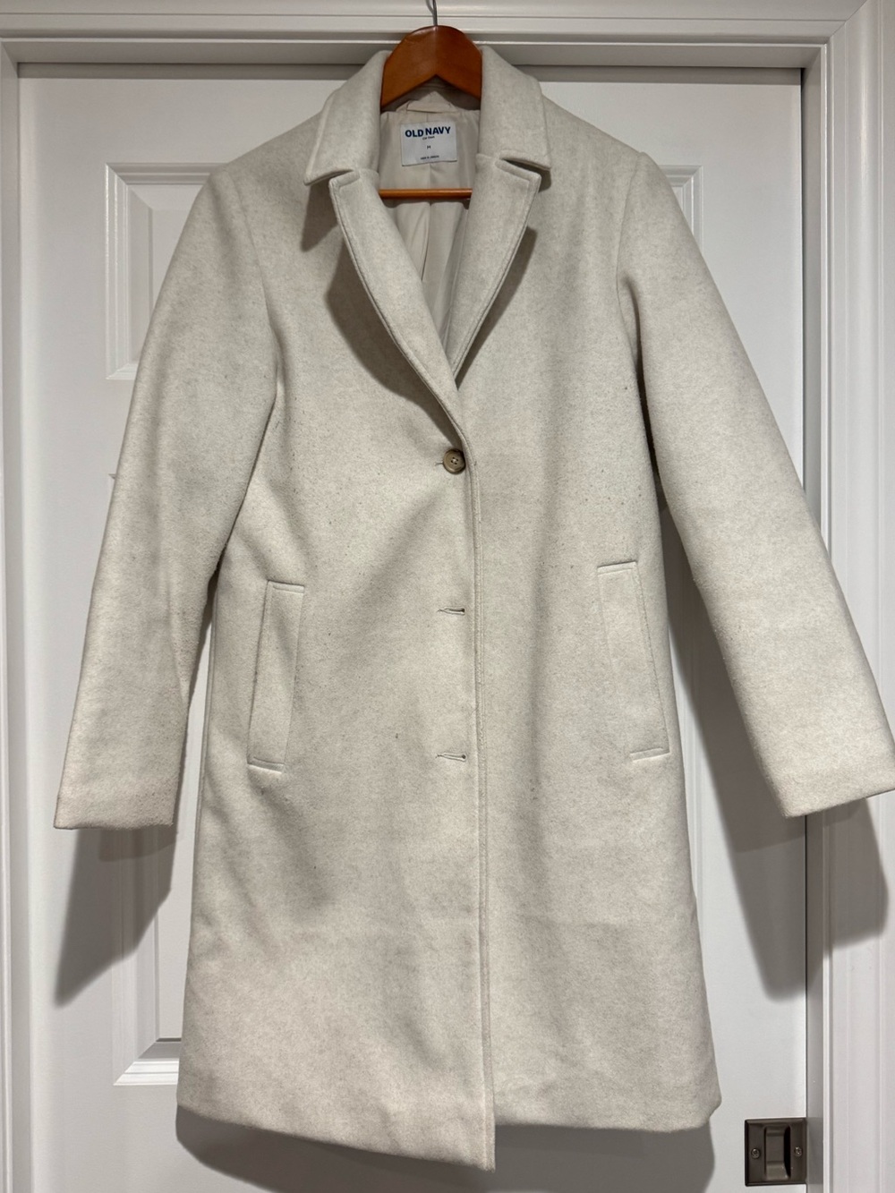 Old Navy Cream Single-Button Wool-Blend Pea Coat